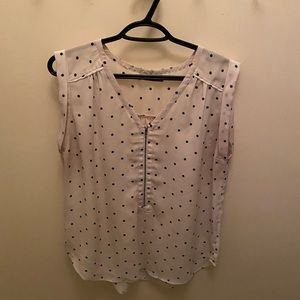 See-through, shortsleeved, polka dots top form Suzy Shier